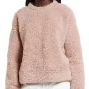 Thread & Supply Pink Sherpa Crewneck Sweatshirt NWT